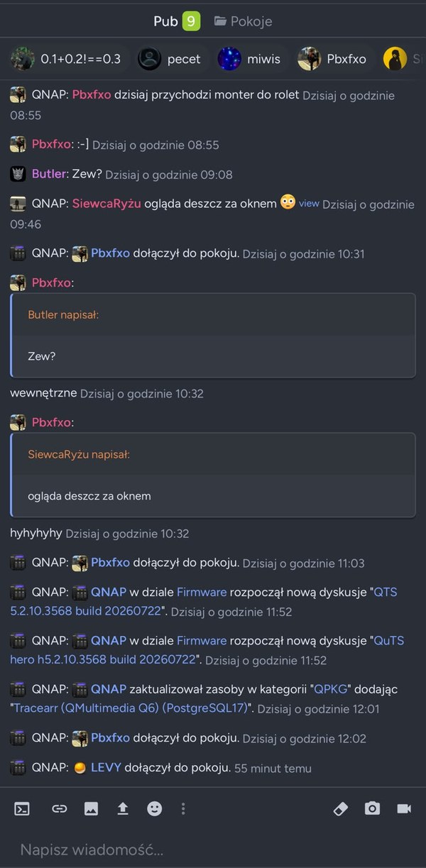 QNAP Forum chat on a phone