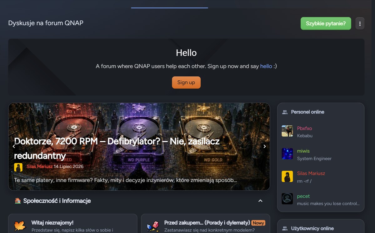 Forum homepage with the Quick question button