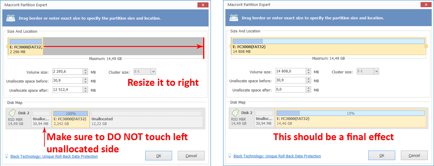 FC3000 Partition Resize